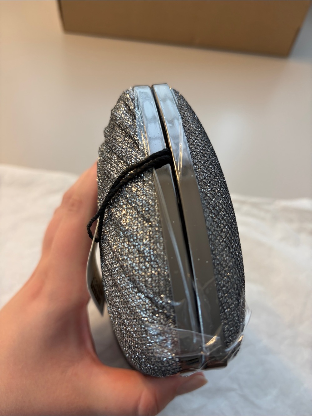 Kate Landry Silver Sparkle Clutch Evening Bag NWT - Picture 5 of 8